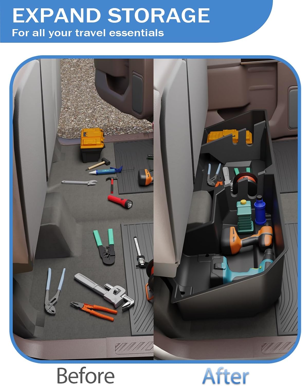 Under Seat Storage Box for 2019-2026 Chevy Silverado 1500 & GMC Sierra 1500