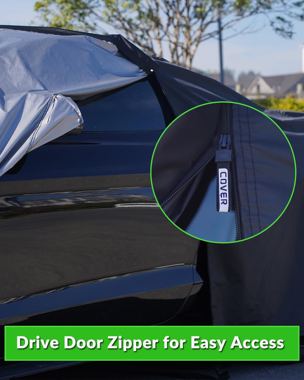 Car Cover Custom Fit for Ford Mustang 2005-2026, Waterproof All Weather GT Cover Outdoor Dustproof Shelby Coupe Cover with Door Zipper Black