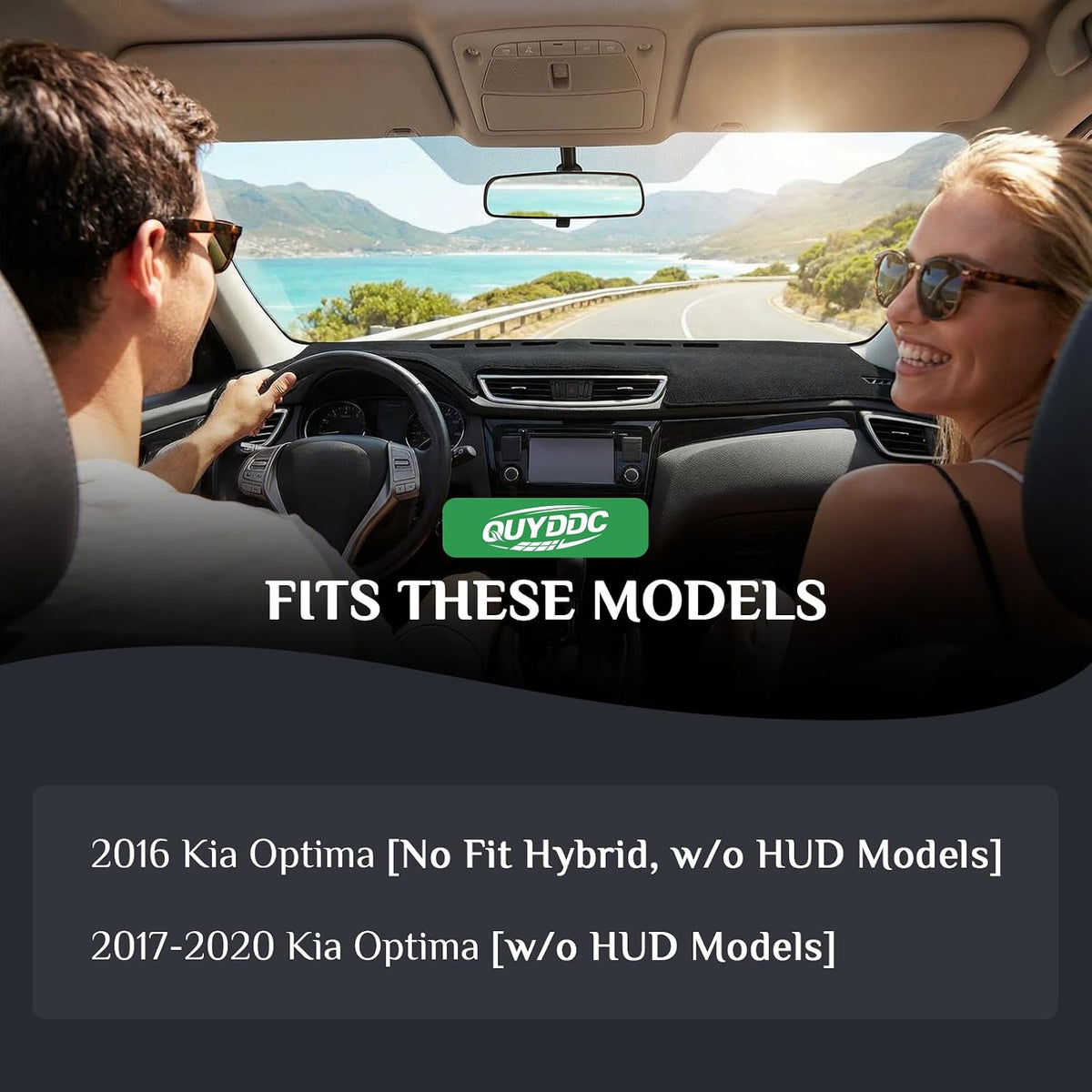 Dash Cover, Anti-Glare, Sun Protection, Dustproof, UV-Proof, Dashboard Covers, Interior Car Accessorie Fit for 2016 KI-A Optima (No Fit Hybrid Models), 2016-2020 Optima K5, Black