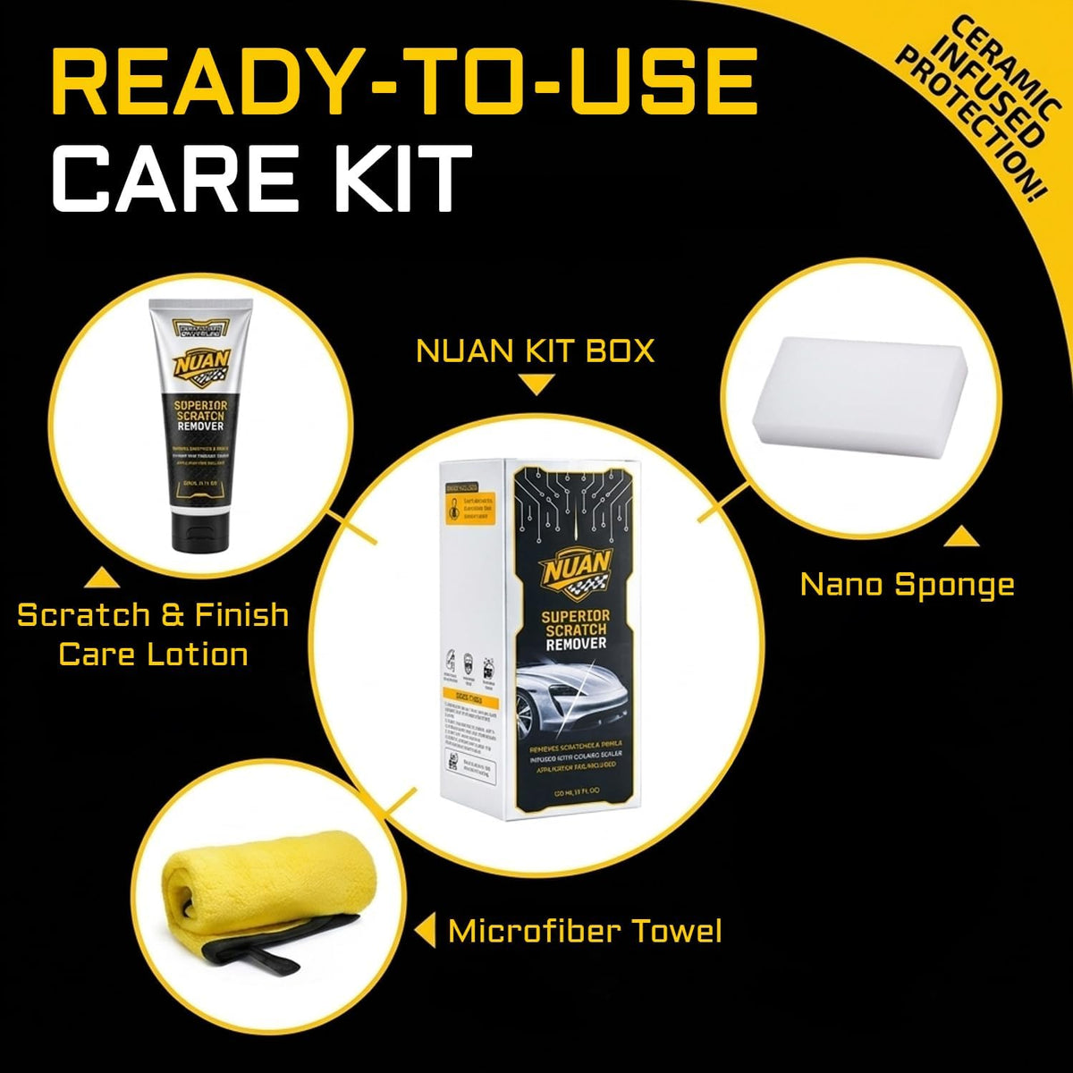 NUAN 2-IN-1 Scratch Removal Wax, Repair Car Scratches & Shine for Vehicles
