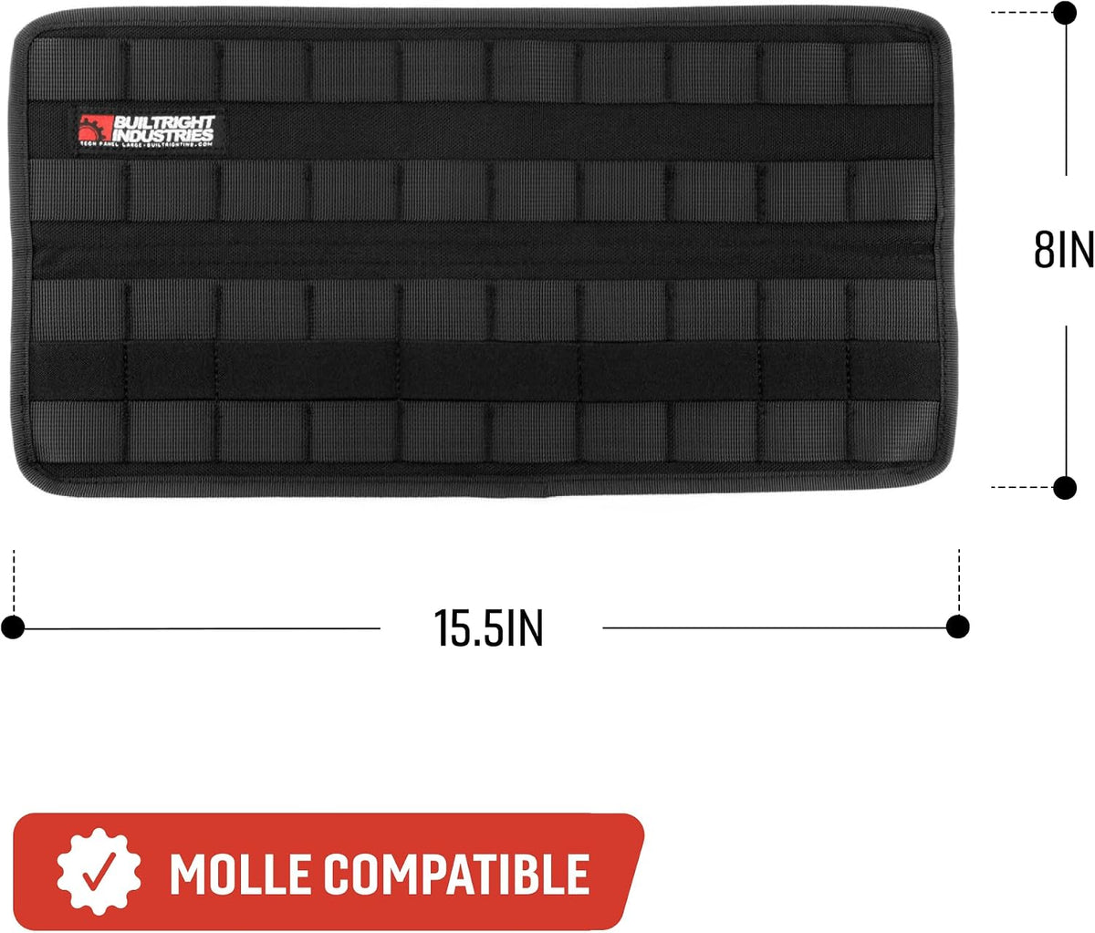 BuiltRight Industries Large Tech Panel – Universal Vehicle MOLLE Organizer for Pouches, Clips, and Gear