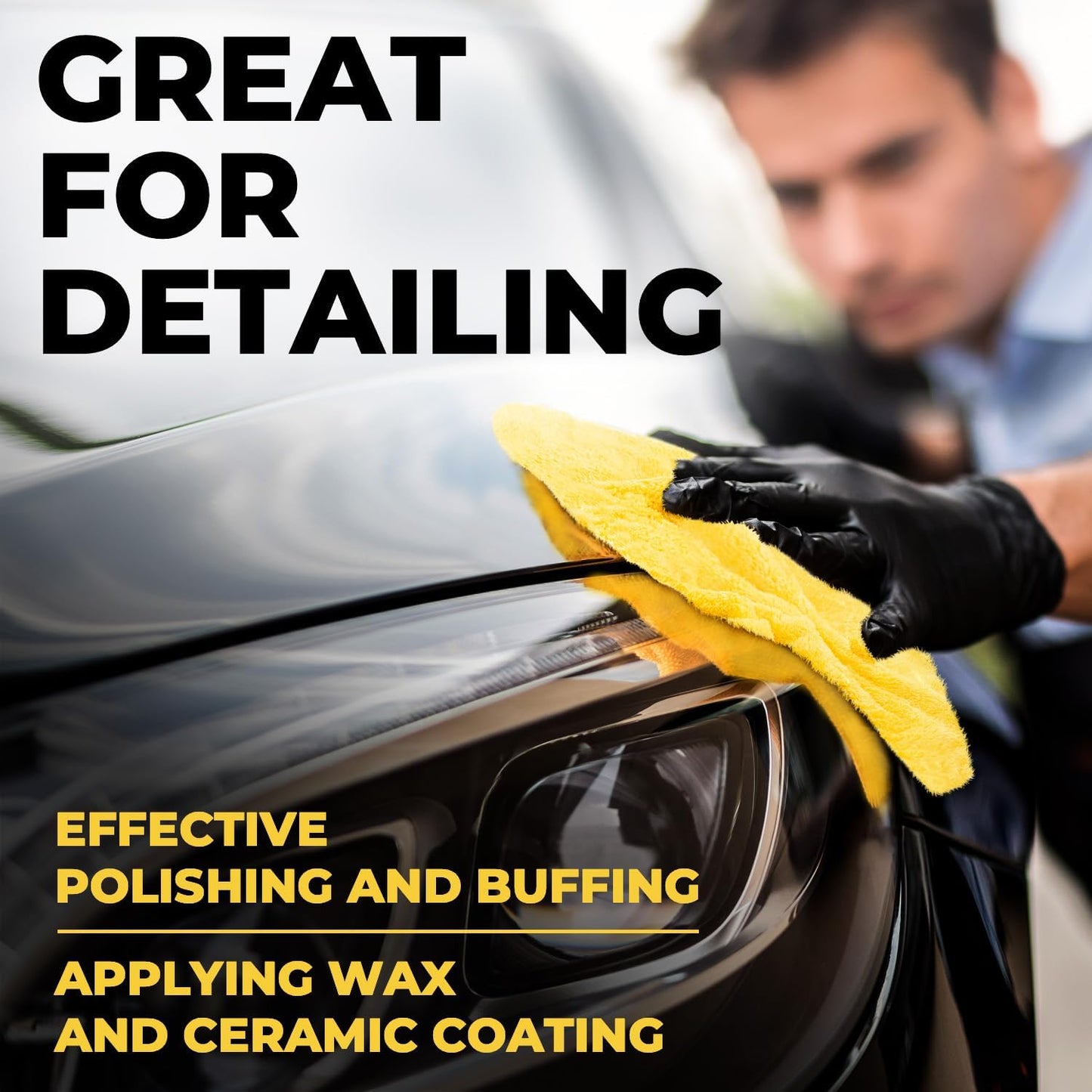 Super Soft Microfiber Towels for Cars - Edgeless - 6pk (12”x12”) - Premium Scratch-Free Towel - Great for Drying, Detailing, Polishing, Buffing - Ultra Absorbent Microfiber Cleaning Cloths for Car