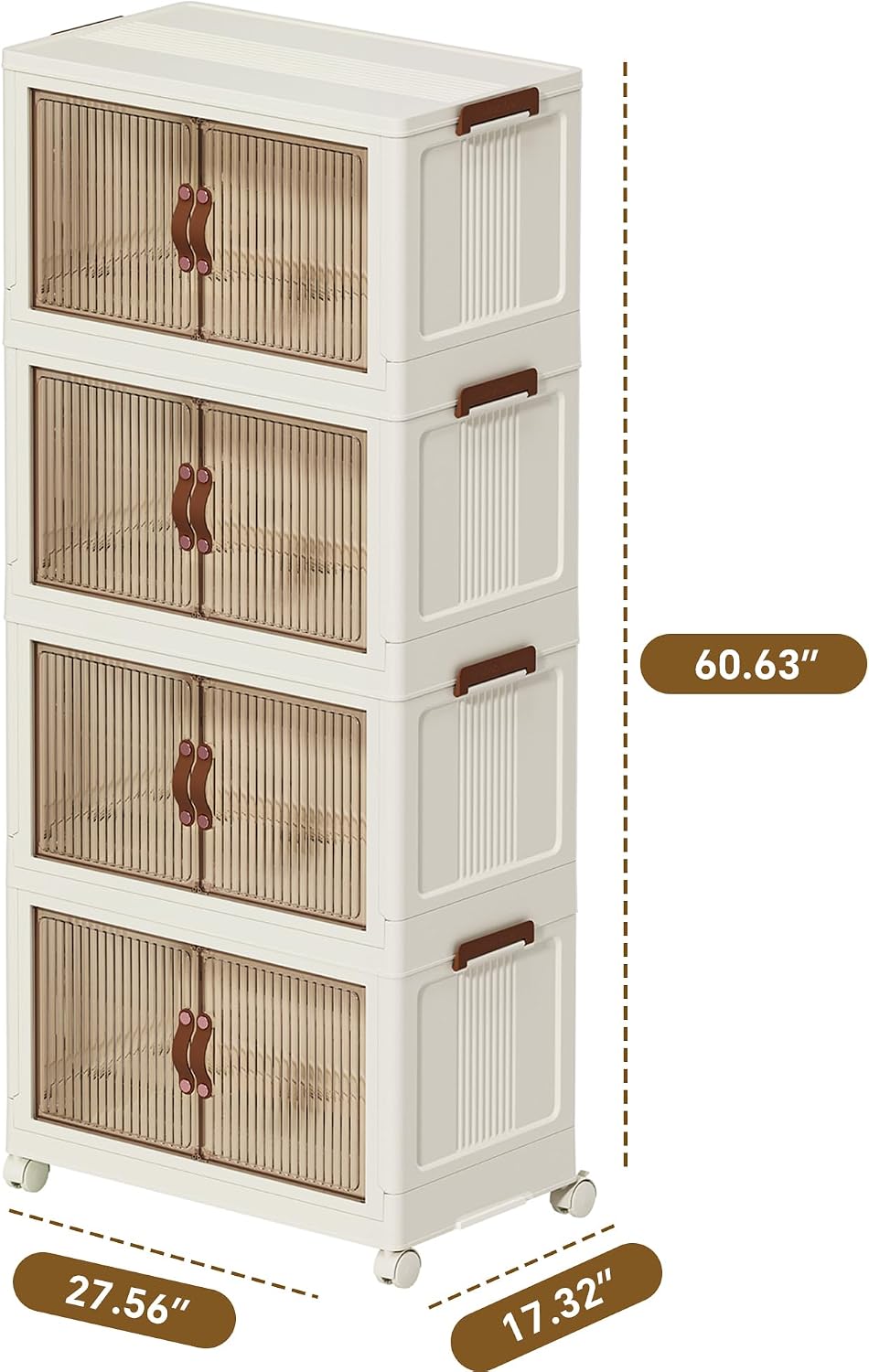 Collapsible Storage Bins with Lids - Stackable Plastic Closet Organizers for Clothes, and Home Organization White (4 rack, 30 Gal/rack)