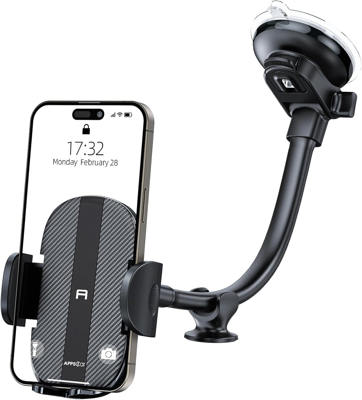 APPS2Car Gooseneck Car Phone Holder Dashboard Windshield Mount Flexible Arm