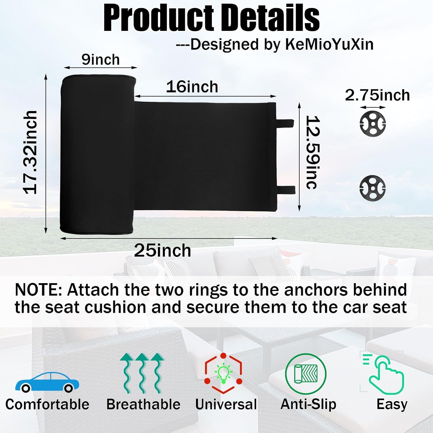 Car Seat Extender - Leg Rest Pad Cushion Extender, Universal Extension Support for Long Drivers 25.6 * 17.72 * 5.12inch