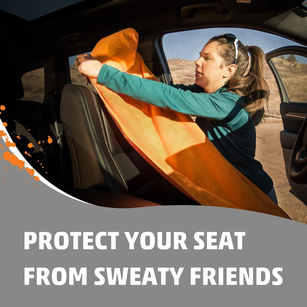 Orange Mud Transition & Seat Wrap V2.0 – Car Seat Cover, Changing Kilt & Multipurpose Towel – Sweat-Proof, Quick-Dry, Secure Wrap for Athletes, Runners, Cyclists – Orange