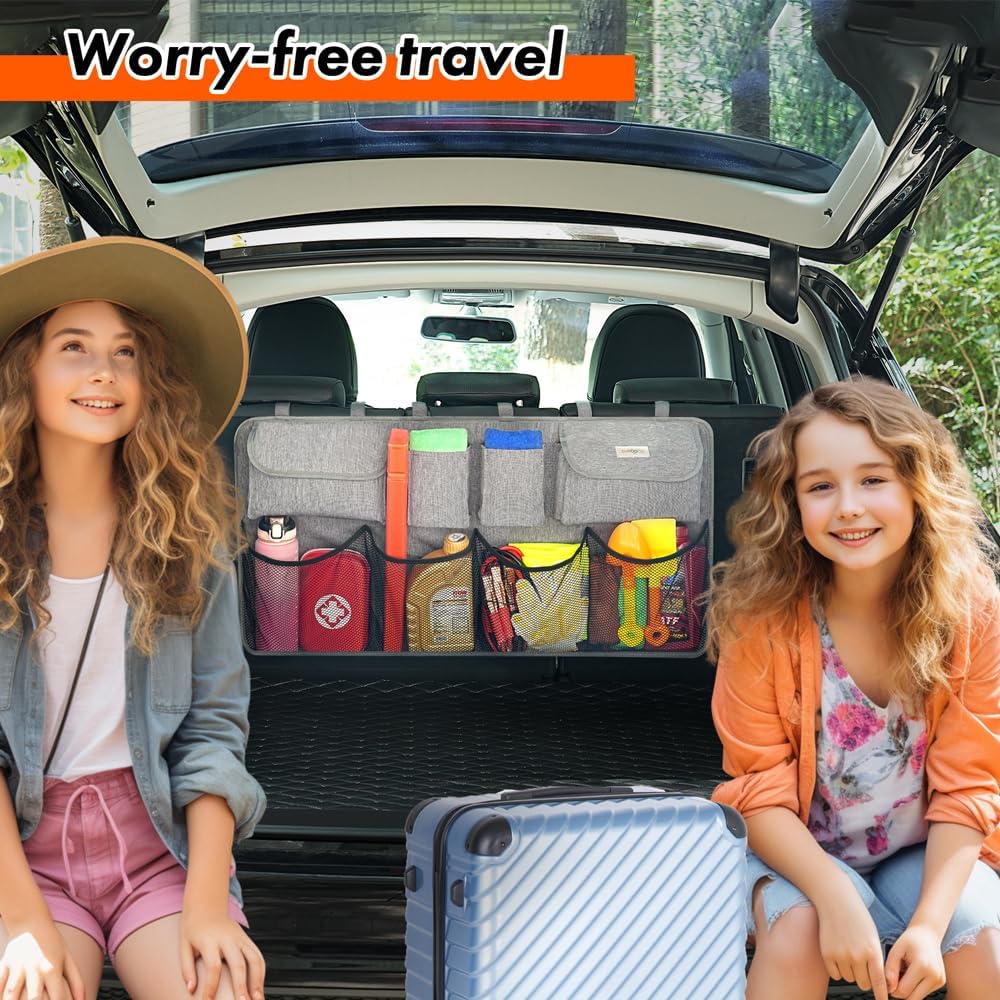 SURDOCA Car Trunk Organizer, LARGE CAPACITY Car Storage Bag with 8 Pockets, 7X Upgraded Trunk Storage Organizer for Car, SUV, Truck, MPV