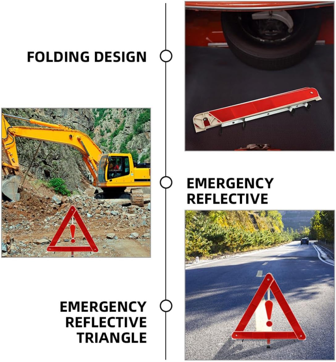 3pcs Reflective Warning Triangles for Vehicles Emergency Triangle for Roadside Use Portable and Stable in Windy and Rainy Conditions Pvc and Abs Plastic Material