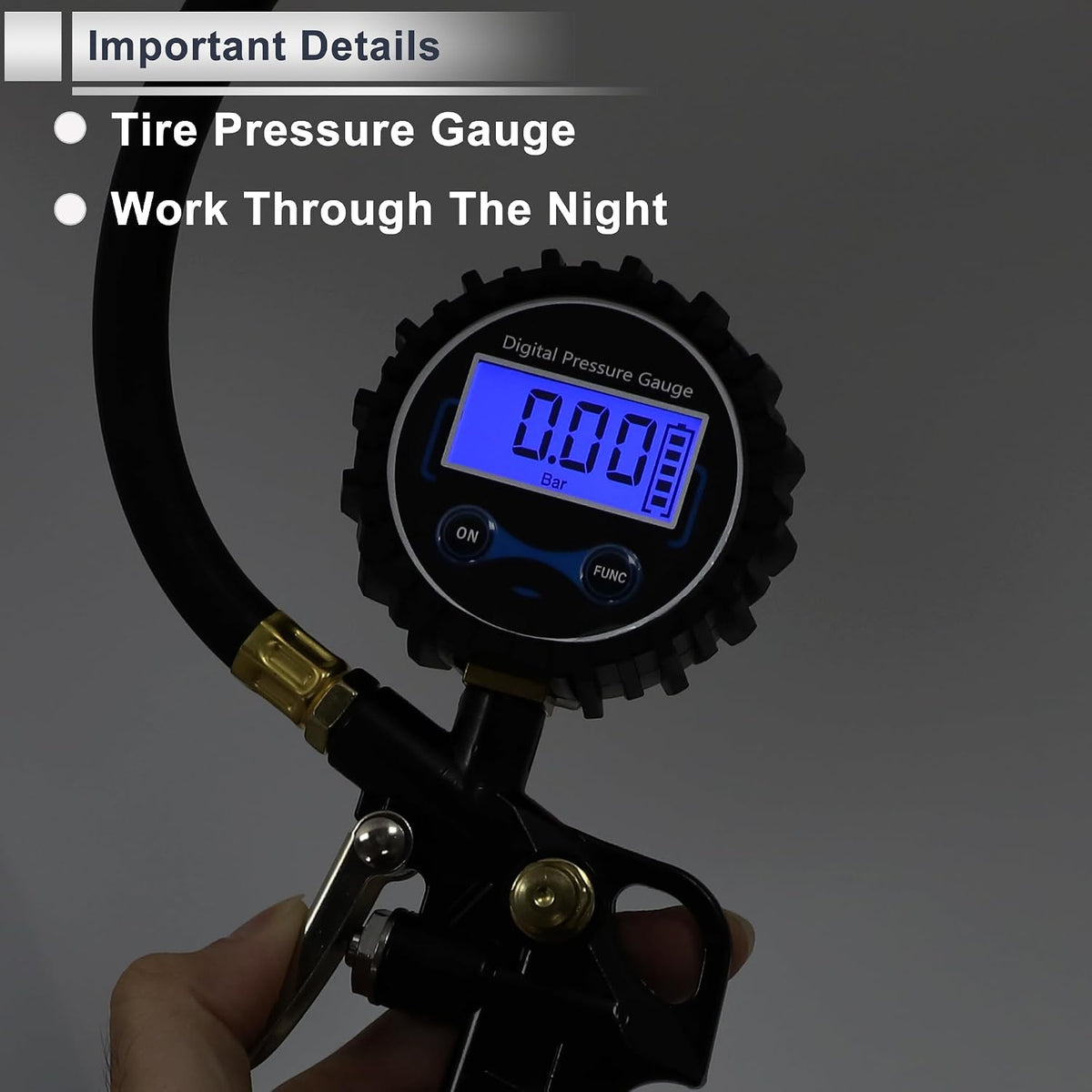 1 Set Universal Tire Pressure Gauge 200PSI 2.68Inch Digital Pressure Gauge with Inflator Tyre Air PSI Meter for Motorcycle SUV Truck