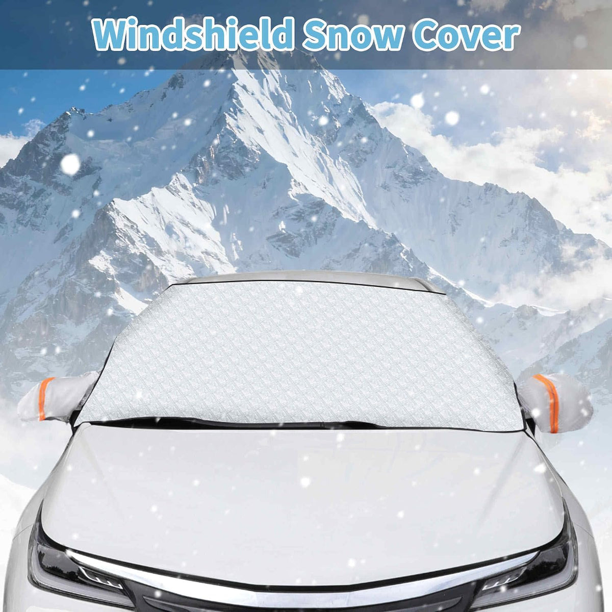 Car Windshield Snow Ice Cover with Side Mirror and Hook Magnetic Windshield Cover for Ice and SnowCar Windshield Sun Shade Foldable Fit for Large SUV/Pickup/Truck/MPV (63" x 46")