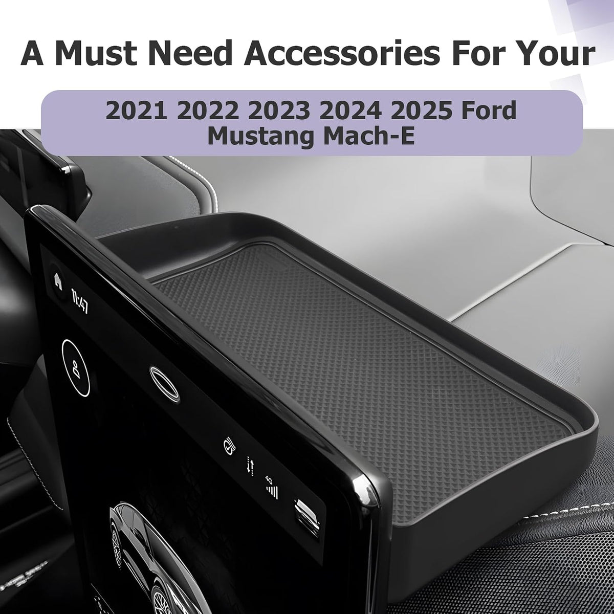 LUWU 2026 Mustang Mach E Dashboard Storage Tray Compatible with Ford Mustang Mach E 2021-2026 Accessories Center Console Display Box Hidden Organizer Tray Behind Screen (Only Fit for 15.5inch Screen)