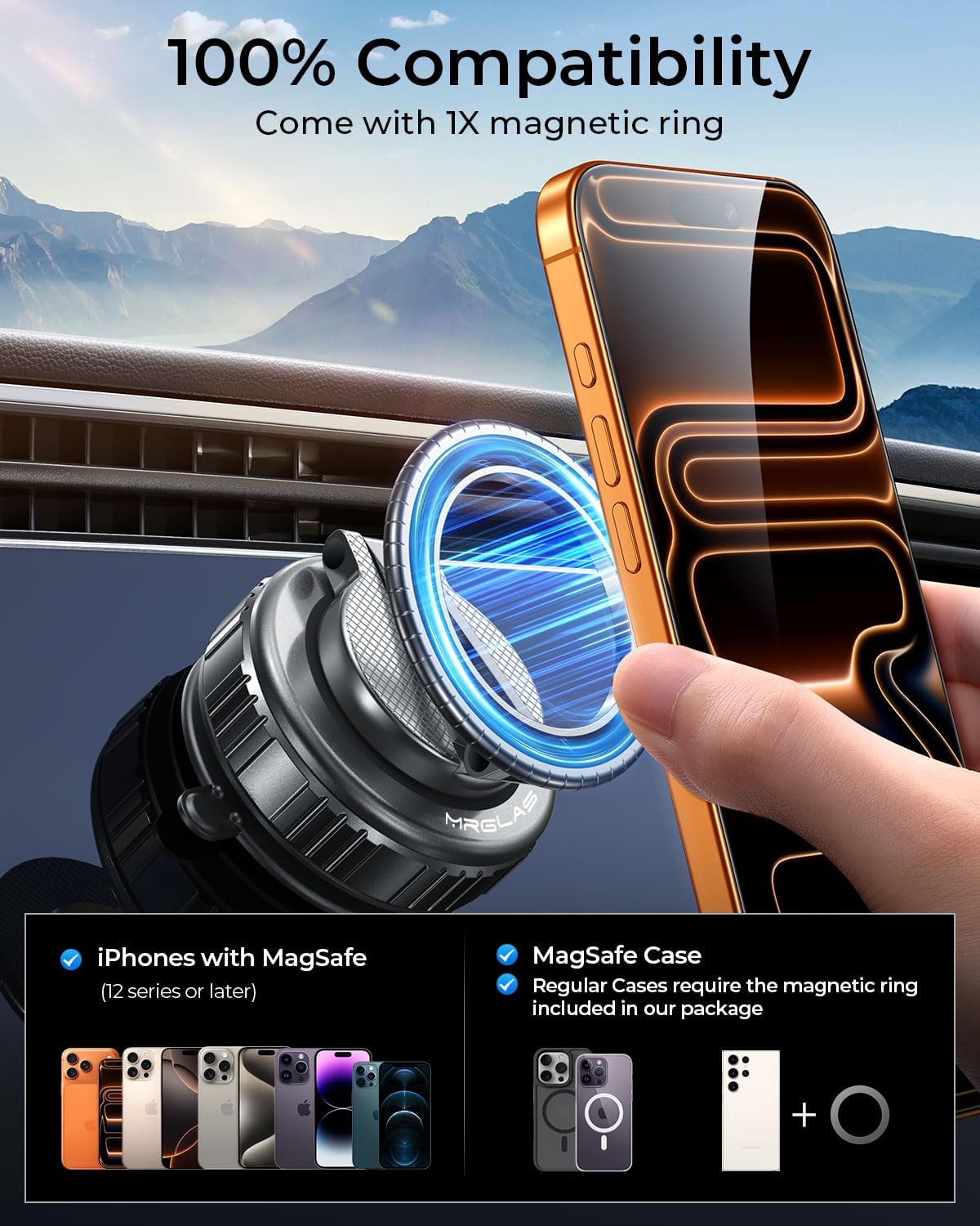 Upgraded 360° Rotation Vacuum Magnetic Phone Holder Stand for iPhone 18