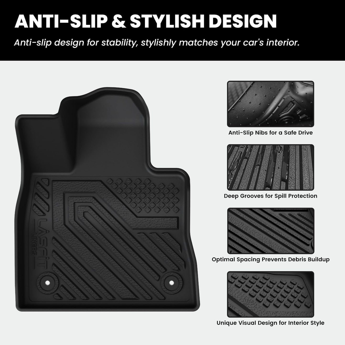 LASFIT Floor Mats & Cargo Liner with Backrest Mat for Ford Explorer 2022-2025 2026 6 Passenger, Custom Fit All Weather Protector TPE Easy Clean Floor Liners, Car Mats for Explorer Accessories, Black