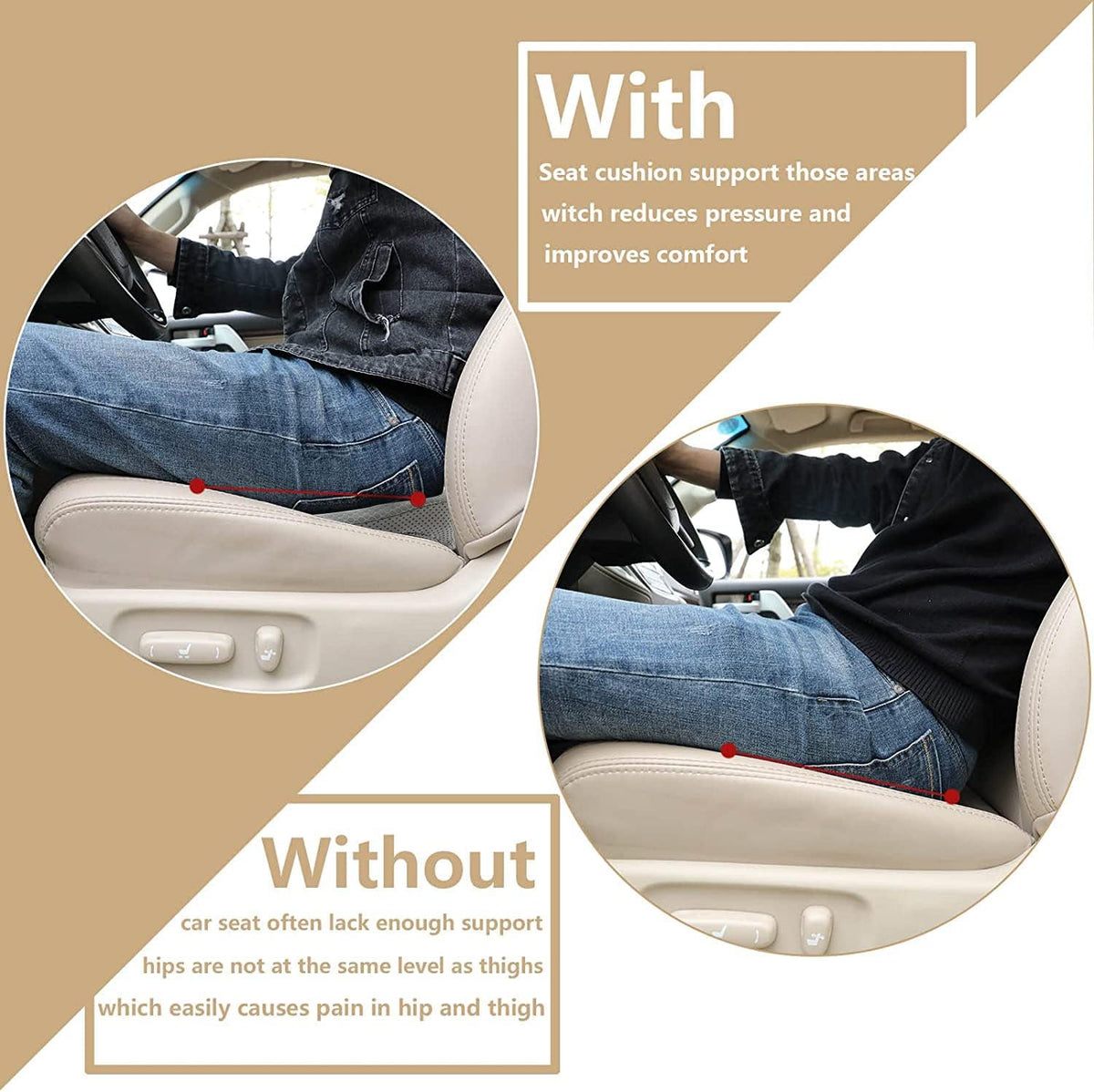 Livtribe Car Seat Cushion, Comfortable Wedge Seat Cushions for Long Driving