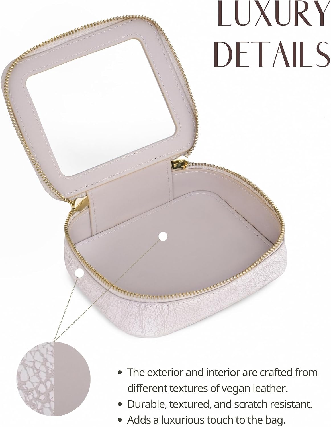 Popvibe Clear Makeup Bag Travel Cosmetic Case Transparent Toiletry Bag with Zipper, Portable Make Up Organizer Traveling Compact Car Bag for Essentials, Light Pink, Mini