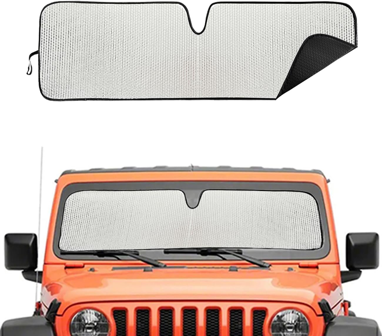 Windshield Sun Shade for Jeep,Windshield Sunshade for Wrangler TJ JK JL1997-2024,Sun Shade Windshield Cover for Jeep,UV Ray & Heat Block Windshield Shades