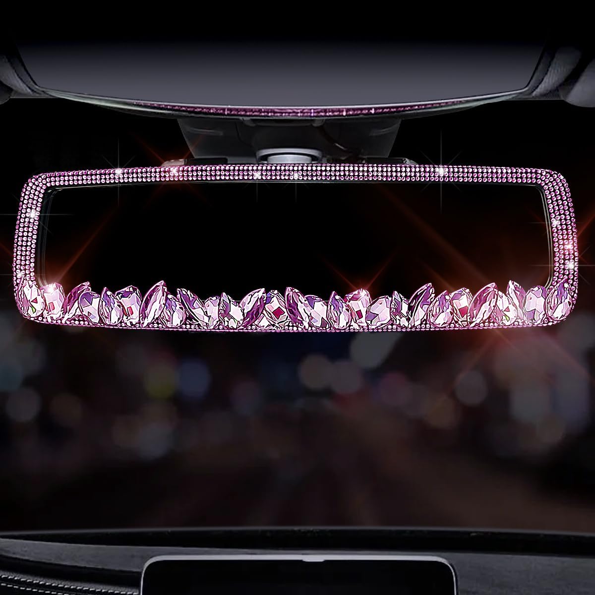 Bling Car Rearview Mirrors Decorations Rear View Mirror with HD Glass Rhinestones Automotive Interior Mirrors diamond Bling car Accessories for Women
