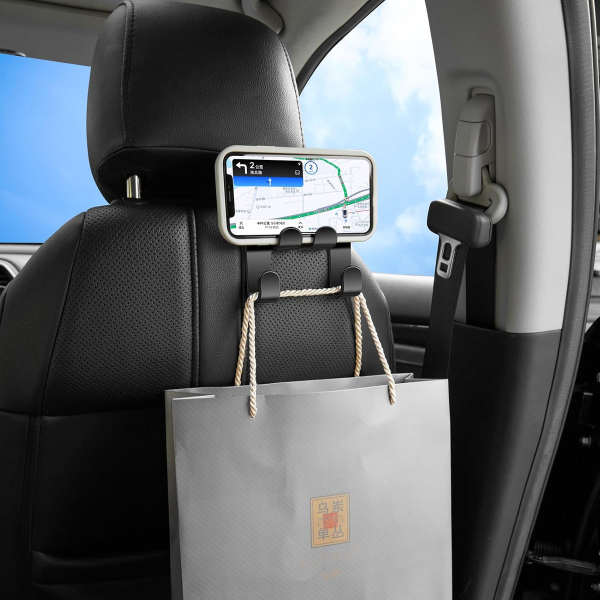 4 Pack Car Seat Headrest Hook,4 in 1 Car Back Seat Head Rest Hanger Storage Organizer Universal for Handbag Purse Coat Matching Cars Vehicle Interior