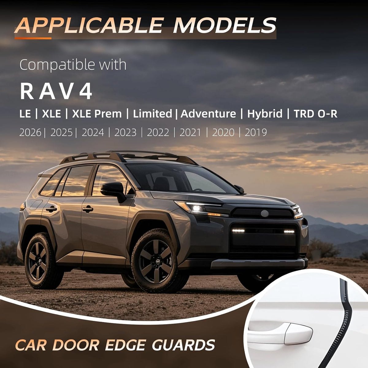 16.5FT(5M) U Shape Car Door Edge Guards Black compatible with Toyota RAV4 2025 2024-2016 LE XLE Hybrid Adventure Prime U-Shaped Automotive Trim Car Door Edge Protector No Glue Required, Fade-Resistant