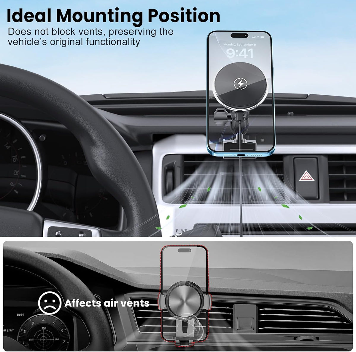 DIAMOOKY Wireless Charger Magnetic Phone Mount for Toyota 4Runner 2010-2024