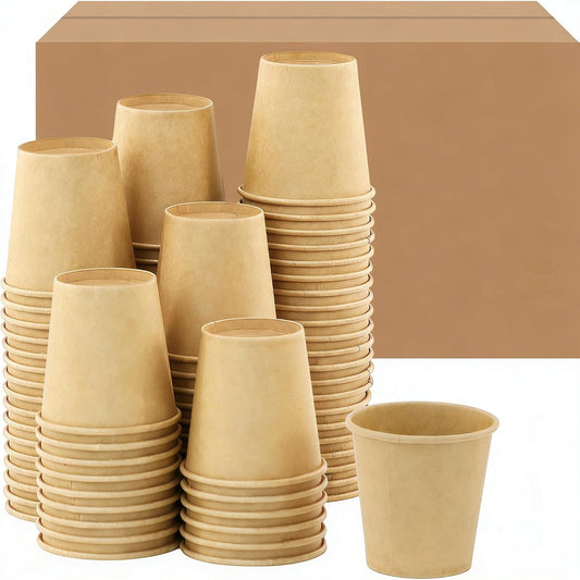 3 oz 300 Pack Disposable Coffee Cups, Bulk Brown Disposable Paper Cups, Coffee Cups for Hot Tea, Chocolate and Cold Drinks