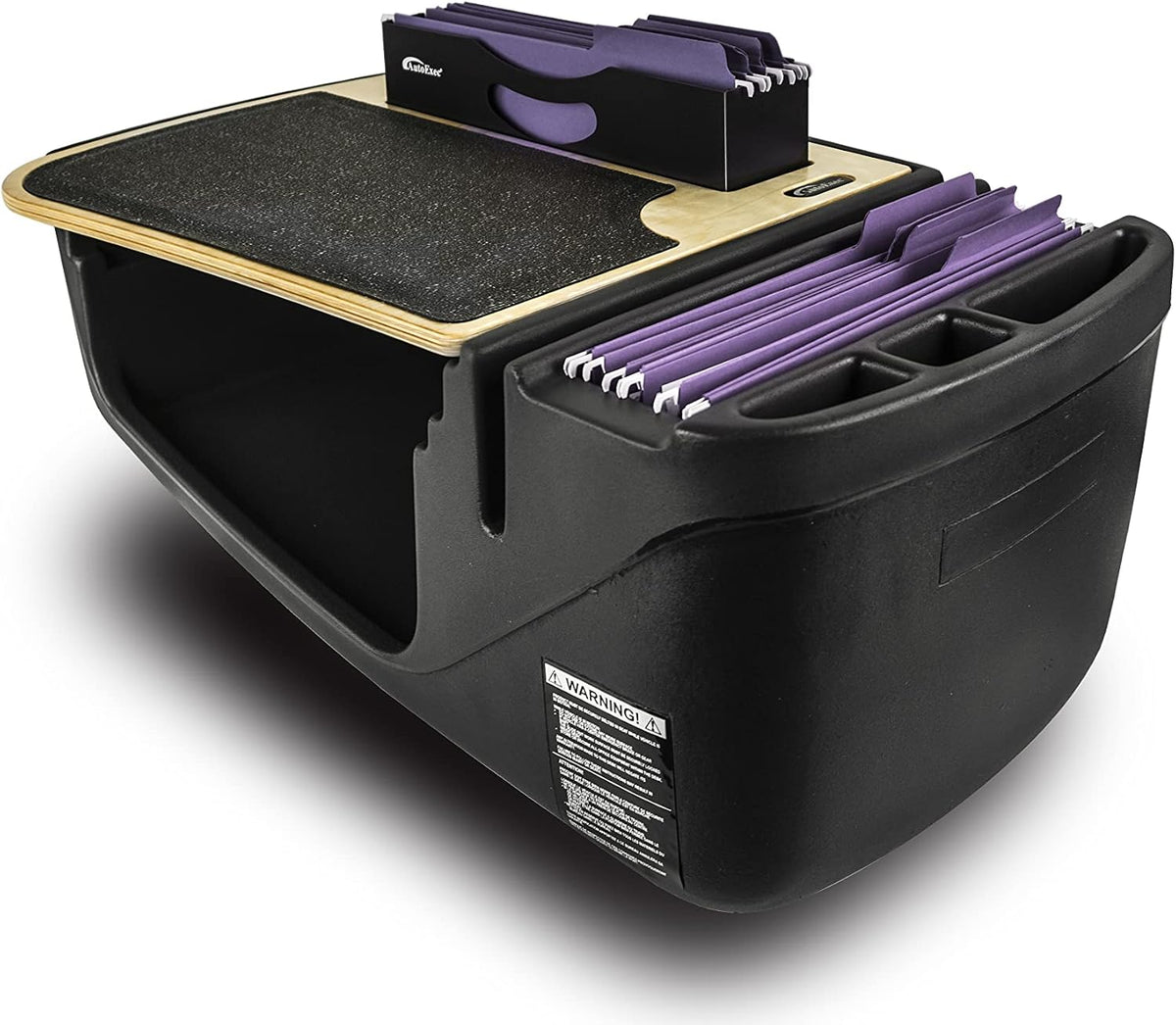 AutoExec AE-FMEF-PI-11M Efficency FileMaster Car Desk for Your Vehicle Workstation and Mobile Office, Natural Finish with 400 watt Power Inverter