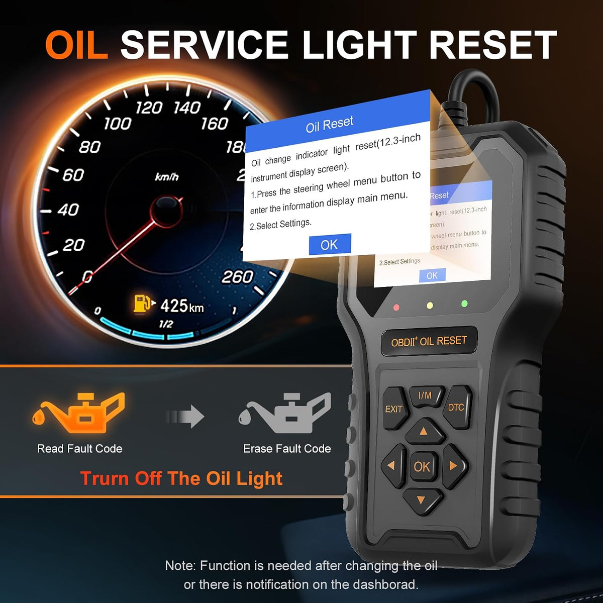 Car Code Reader OBD2 Scanner for Check Engine Light Oil Reset OBDII Scan Tool Diagnostic Tool Reset Fix Clear Fault Code Readers for Cars 1996+
