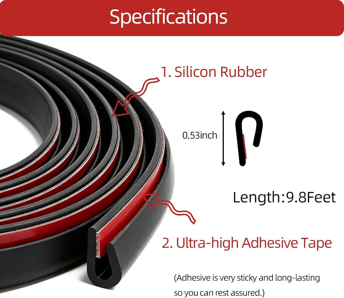 Self-Adhesive Car Door Edge Guards - U Channel Rubber Edge Trim for Metal Edge Protection, Fits Most Car Doors, Hatches, Lockers & Panels,10Ft