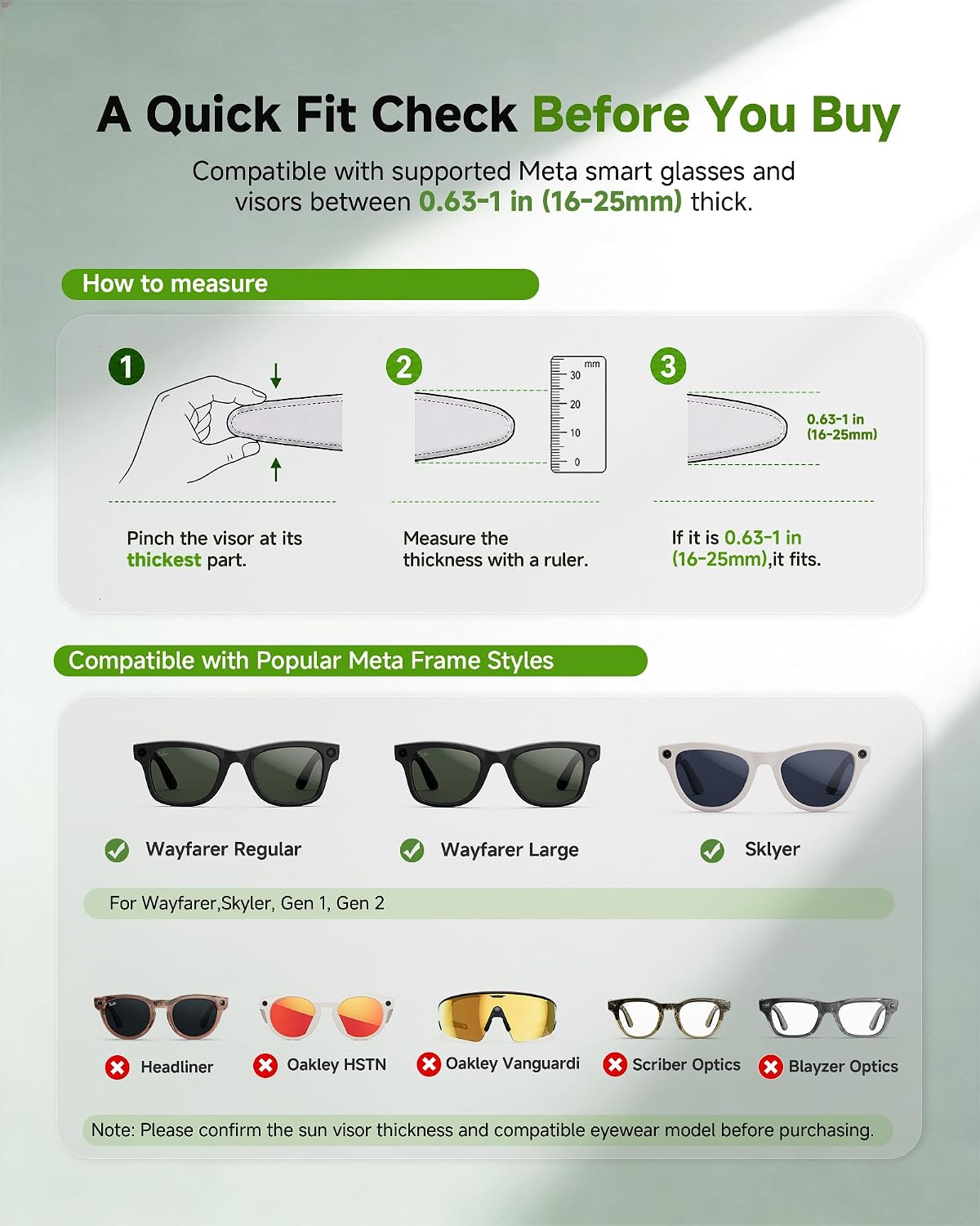 AUGMO Car Visor Charger for Ray Ban Meta Glasses, Visor-Mounted Charger | 2000mAh Glasses Visor Charger, Car Visor Mounting Charger for Wayfarer, Skyler, Mini Power Bank One-Hand Charging in Car