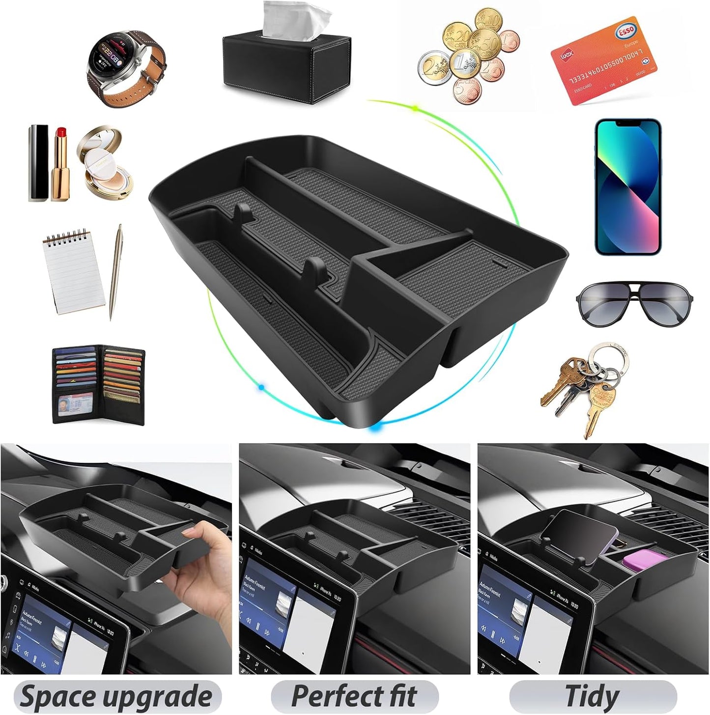 SKTU for 2023 2024 2025 2026 Colorado Dashboard Organizer 2023-2026 Chevy Colorado/Canyon Behind Screen Organizer 2024 2025 2026 Chevy Colorado Accessories with Phone Holder (Not for Speakers on Dash)