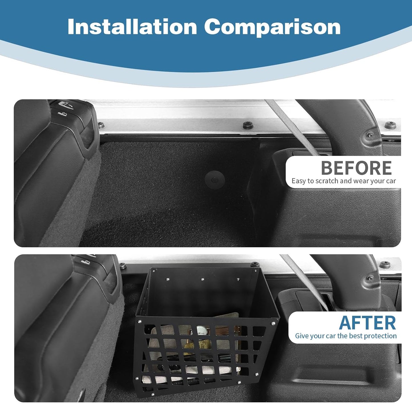 for Jeep JLU Trunk Right Side Molle Storage Bin Cargo Space Organizer Basket System Storage Carrier Box for Jeep Wrangler JLU 2018-2023 4DR Modular Storage Solution for Hardtop