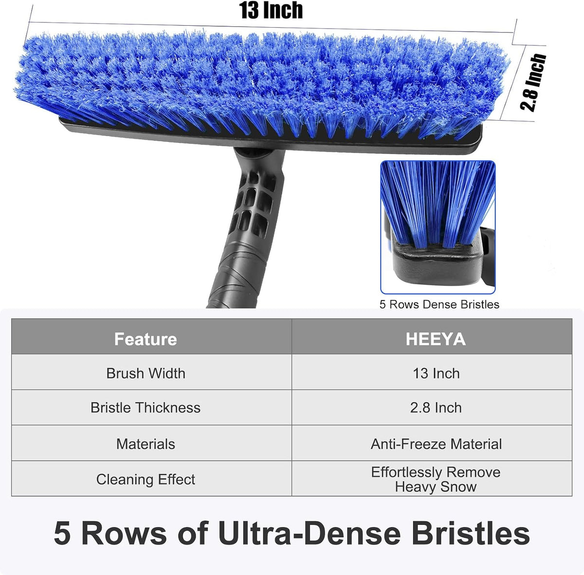HEEYA 48 Inch Long Snow Brush for SUV, Ice Scraper and Brush - Blue