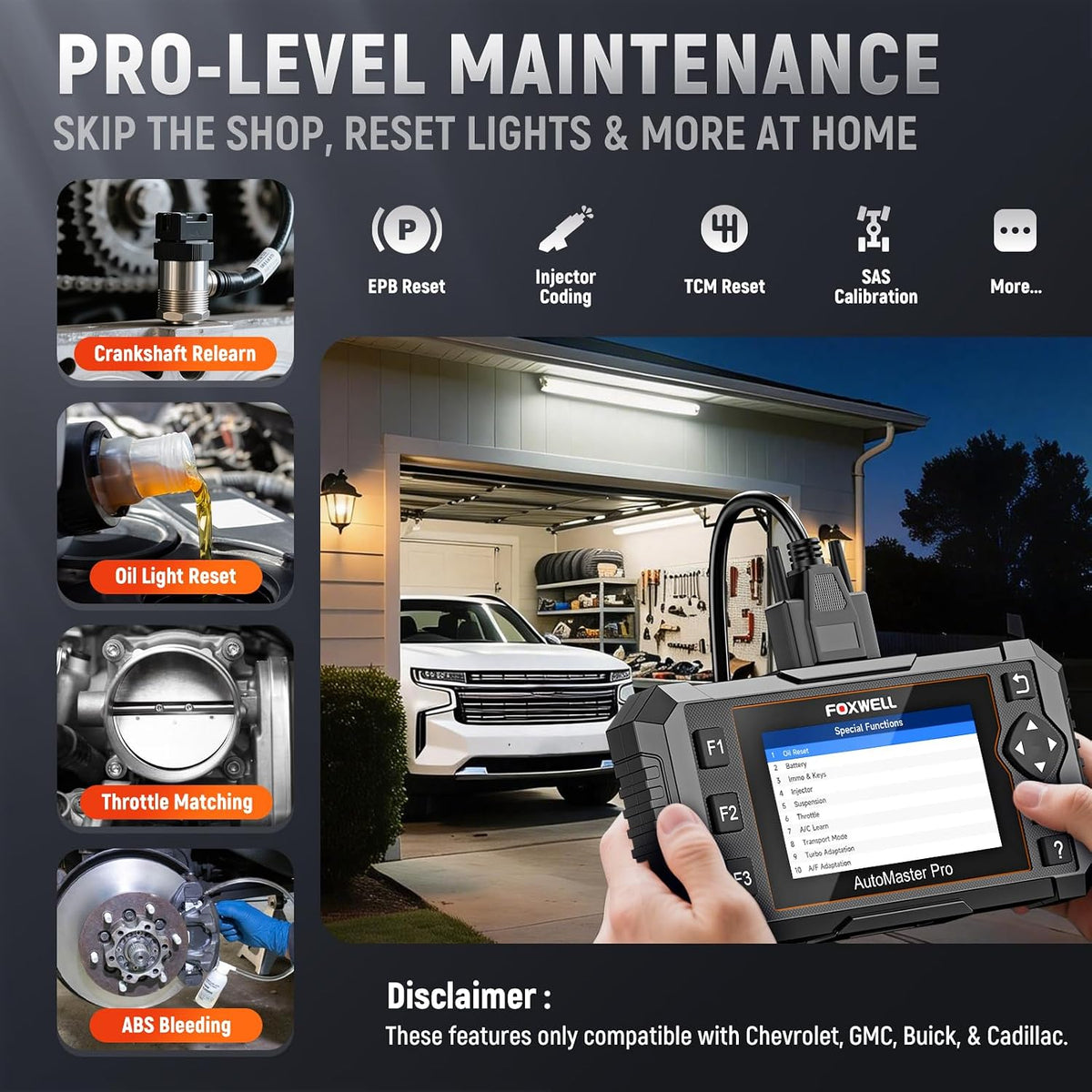 FOXWELL NT510 Pro fit for GM, 2-in-1 OBD2 Scanner & 12V Battery Tester