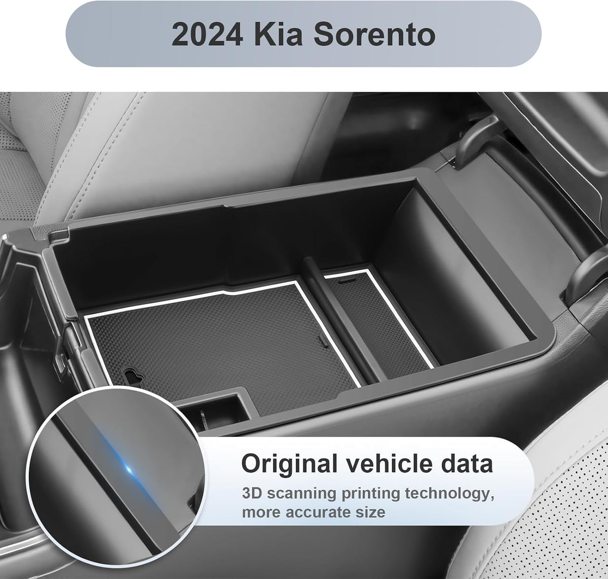 SKTU for 2024 2025 2026 Kia Sorento Center Console Organizer for 2024 2025 2026 Kia Sorento Accessories Console Tray 2024 2025 2026 Sorento Armrest Storage Box with Coin Holder Durable (White)