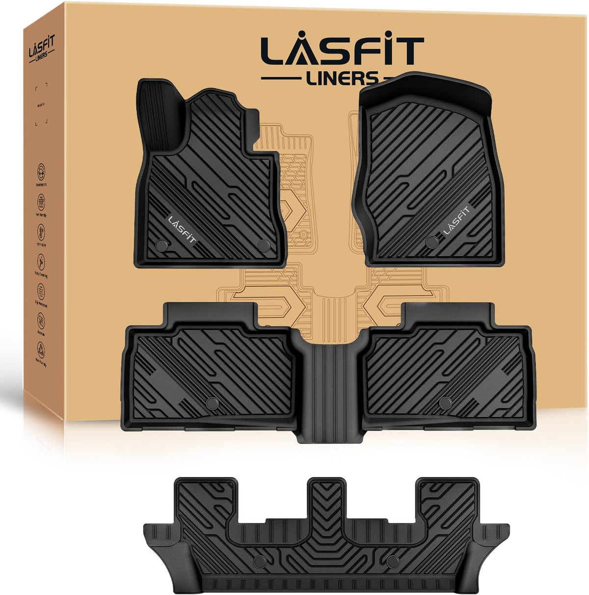 LASFIT Floor Mats for Ford Explorer 2020-2026 2027 7 Passenger Accessories