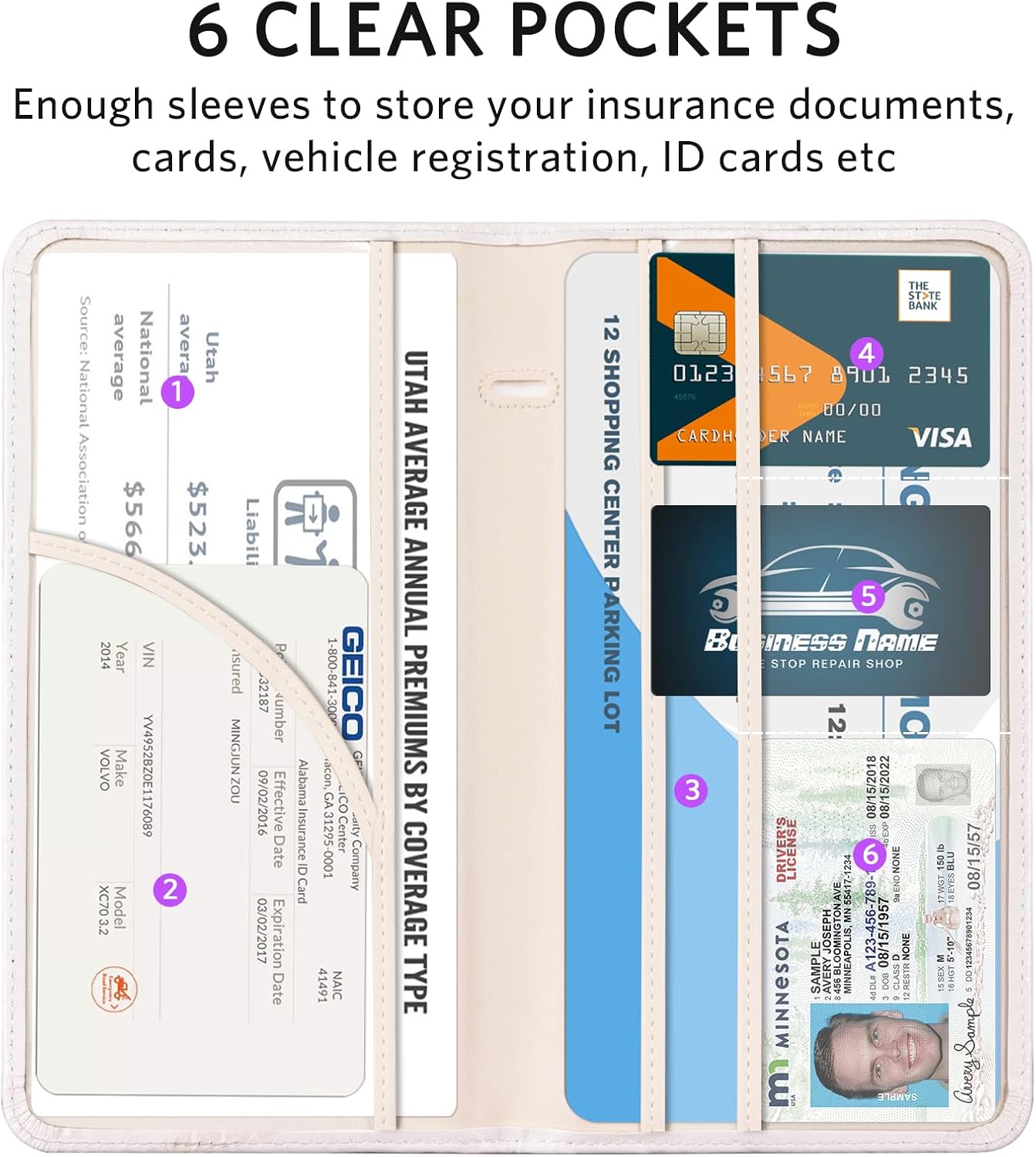CoBak Car Registration and Insurance Holder | Vehicle Glove Box Organizer, Auto Truck Compartment Document Case with Magnetic Closure for Insurance & Driver License
