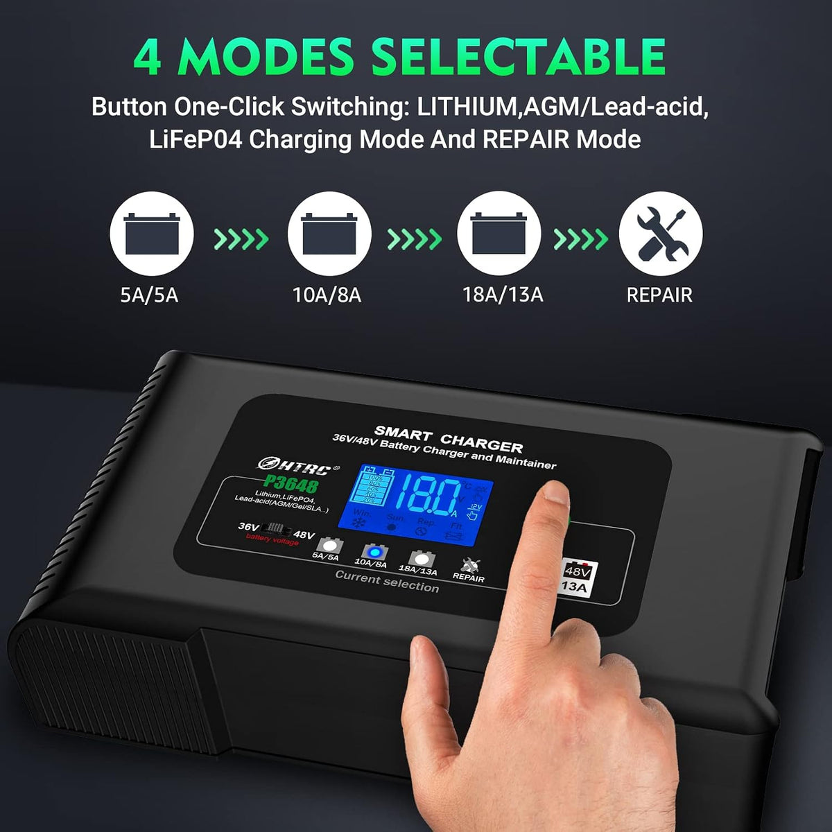 Golf Cart Battery Charger, 48Volt 13AMP and 36Volt 18AMP Smart Trickle Charger, 48V Golf Charger for EZGO RXV&TXT 3-Pin Triangular Plug,Lithium,LiFePO4,Lead-Acid AGM/Gel/SLA..Battery Charger