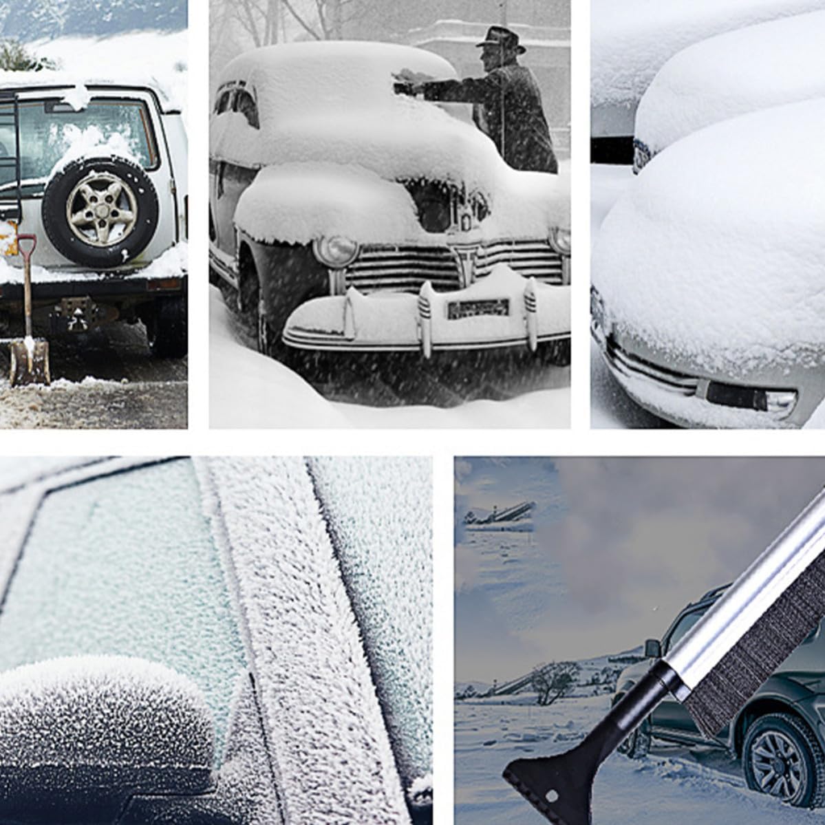 Hemobllo Extendable Snow Brush Ice Scraper for Car and Truck Black