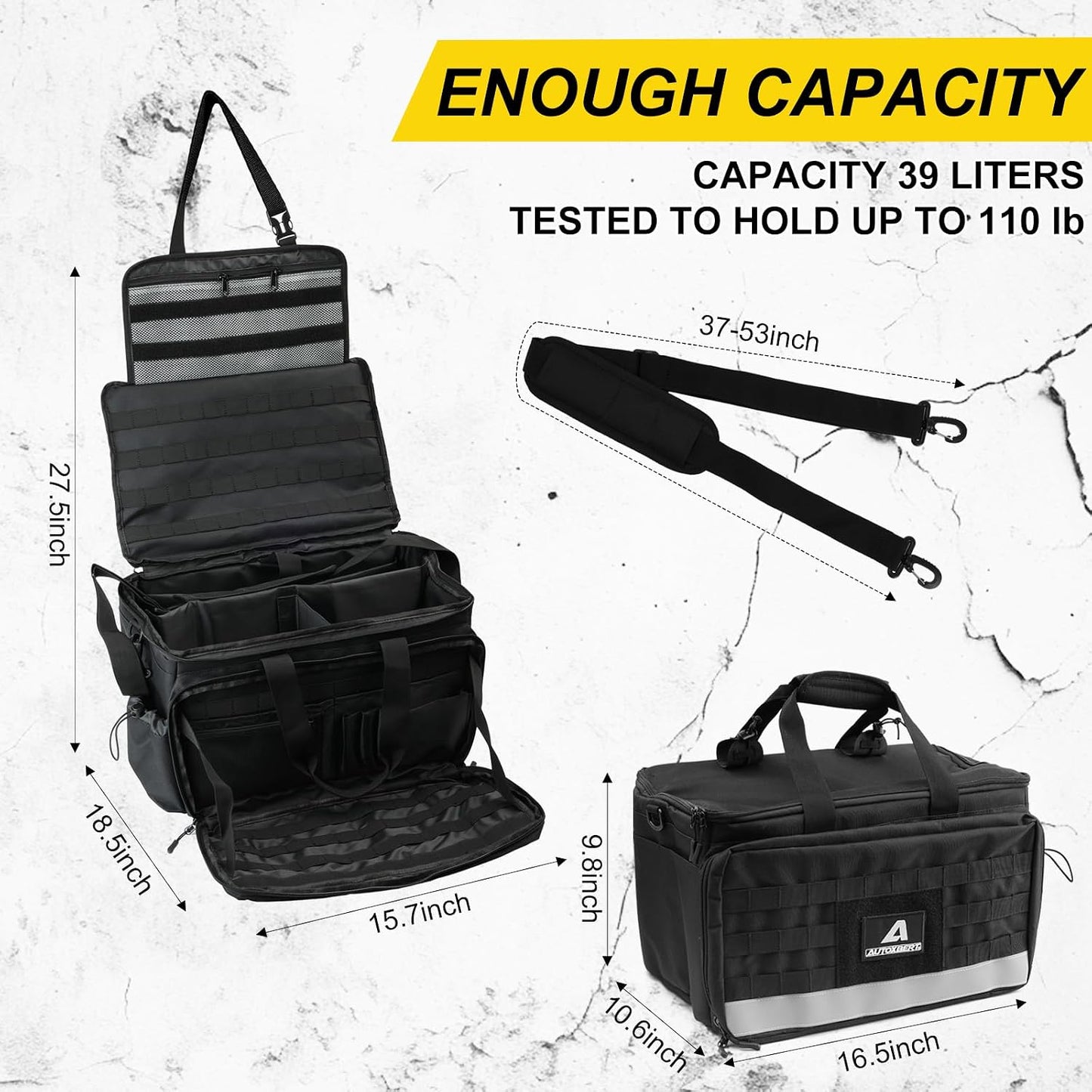 Patrol Bag Law Enforcement,Police Gear Bag with MOLLE System and Cup Holders,Hanging Car Front Seat Organizer,Multiple Compartment Tactical Officer Duty Bags,Police Car Accessories for Passenger Seat