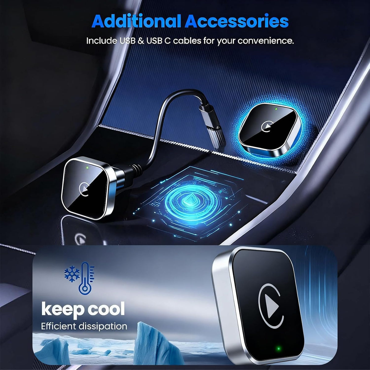 2026 Upgraded Wireless CarPlay Adapter for iPhone & Android Device