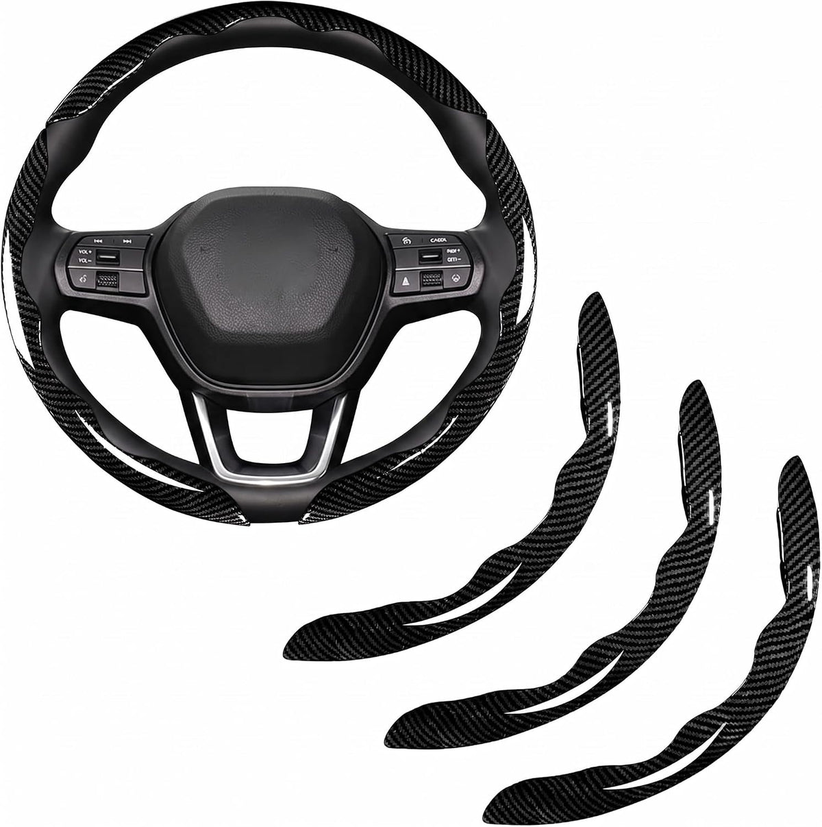 Carbon Fiber Steering Wheel Cover 3pcs Segmented Car Steering Wheel Cover