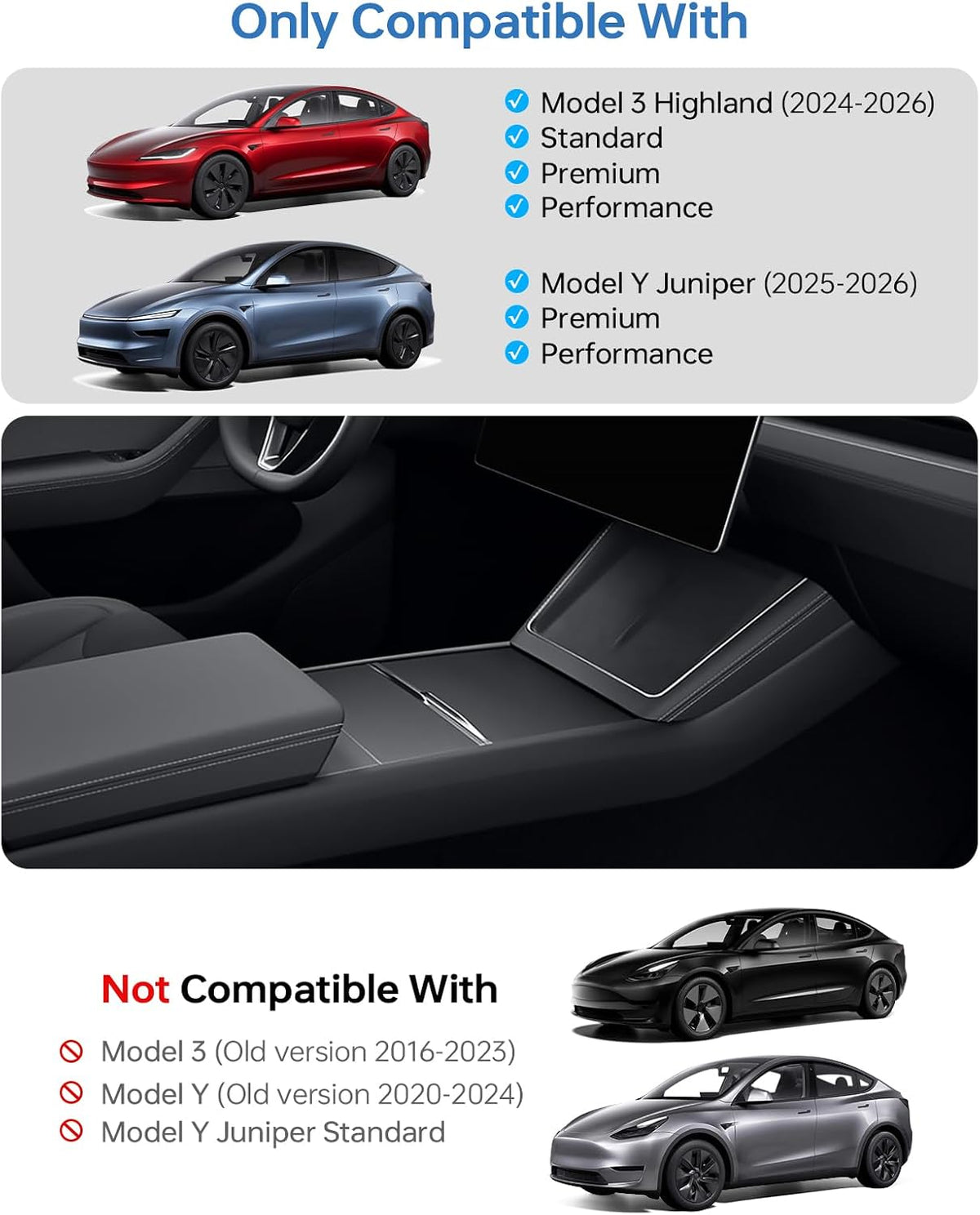 for 2026 Tesla Model Y/3/YL Center Console Organizer Tray 4PCS