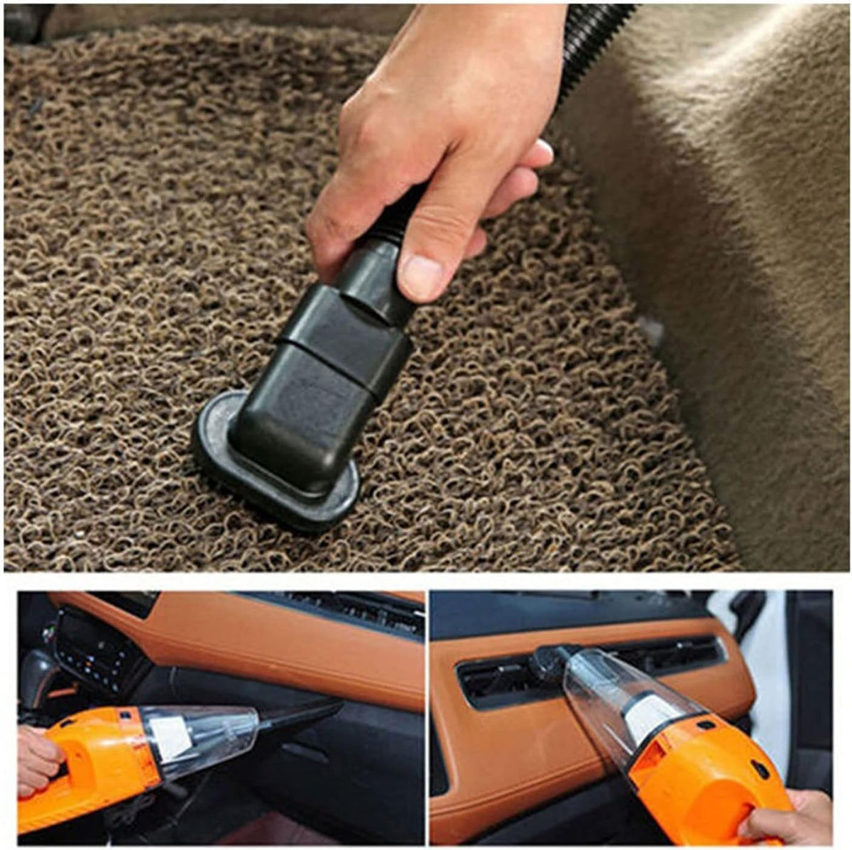 Hard Floor Vacuum 5m Car Mini Vacuum Cleaner Handheld Portable Wet and Dry Car Cleaning Tools (Color : Black)