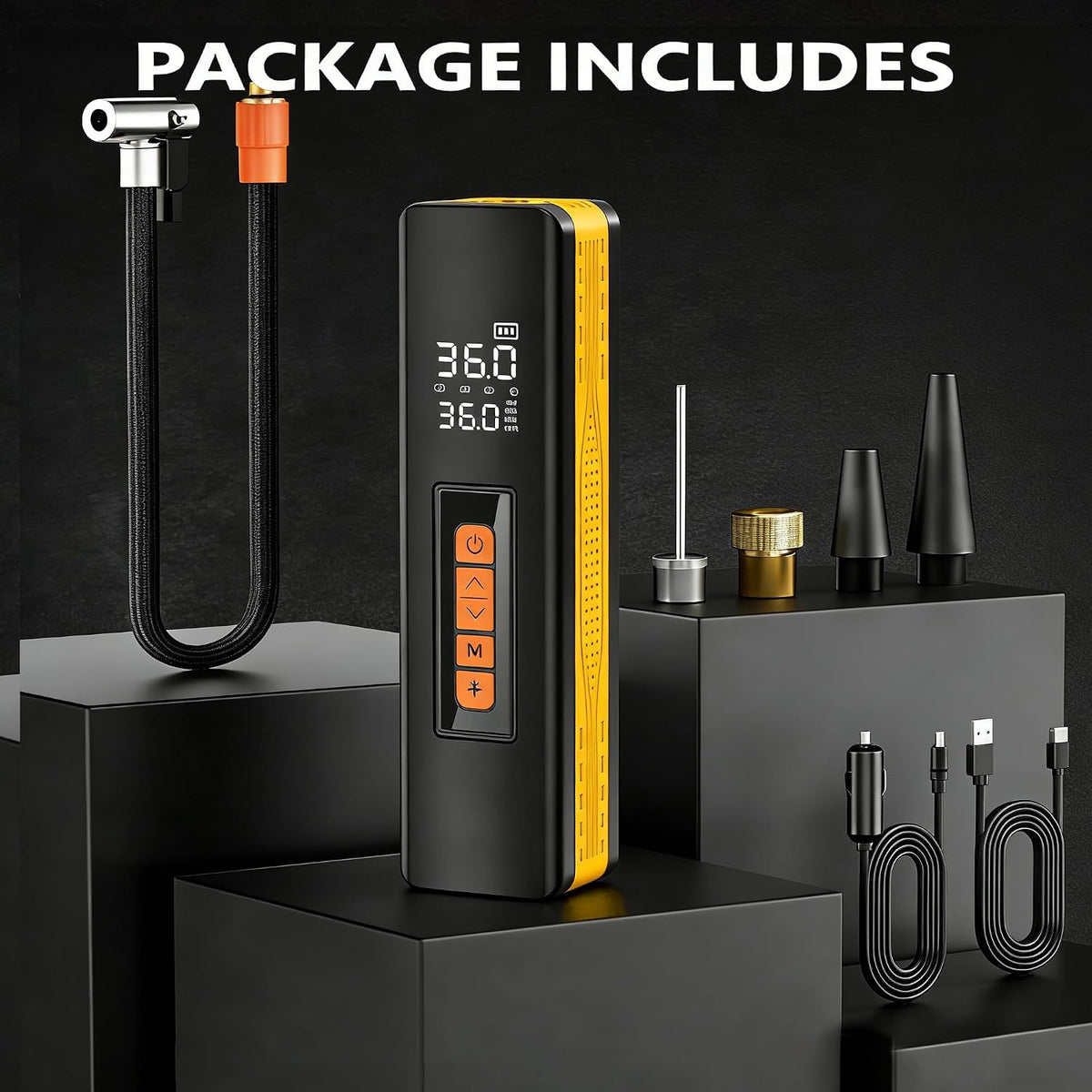 Tire Inflator Portable Air Compressor, 5X Faster 150 PSI Portable Tire Inflator for Car, Built-in Magnetic Storage, Auto Shut-Off Cordless Air Pump, LED Light for Cars, Motor, Bikes