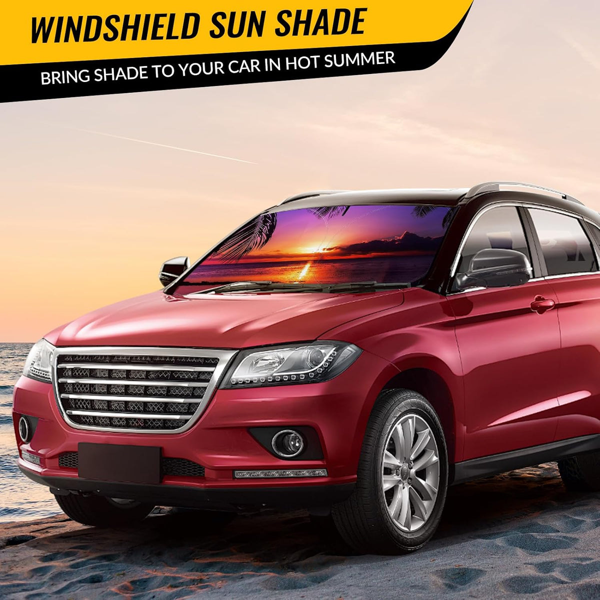 Car Windshield Sun Shade, Foldable Reflective UV Front Sunshade