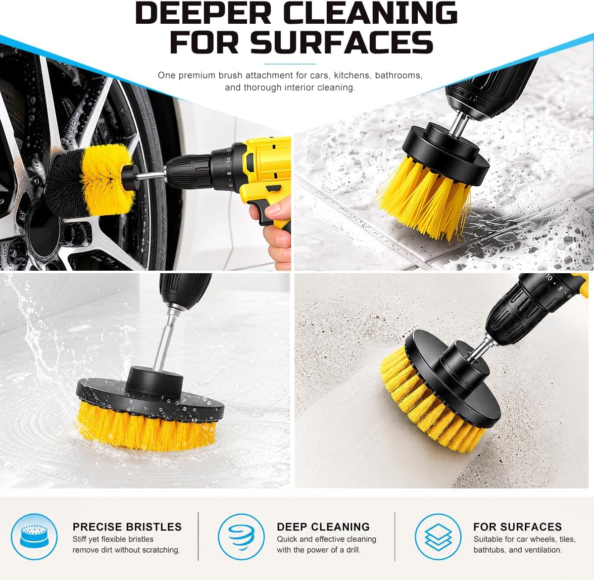 30Pcs Drill Brush Set for Car Detailing, Bathroom, Carpet, Tile Grout