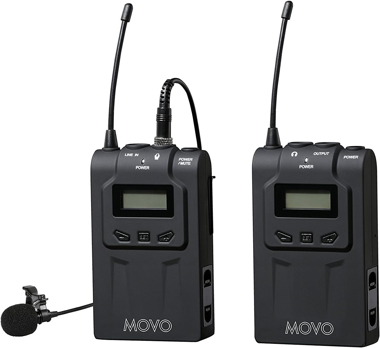 Movo WMIC70 Wireless Lavalier Microphone System - 48 Channel UHF Lapel Mic System with Cordless Mic, 3.5mm XLR Output, and Carrying Case (328-foot Range) - Lavalier Wireless Microphone System