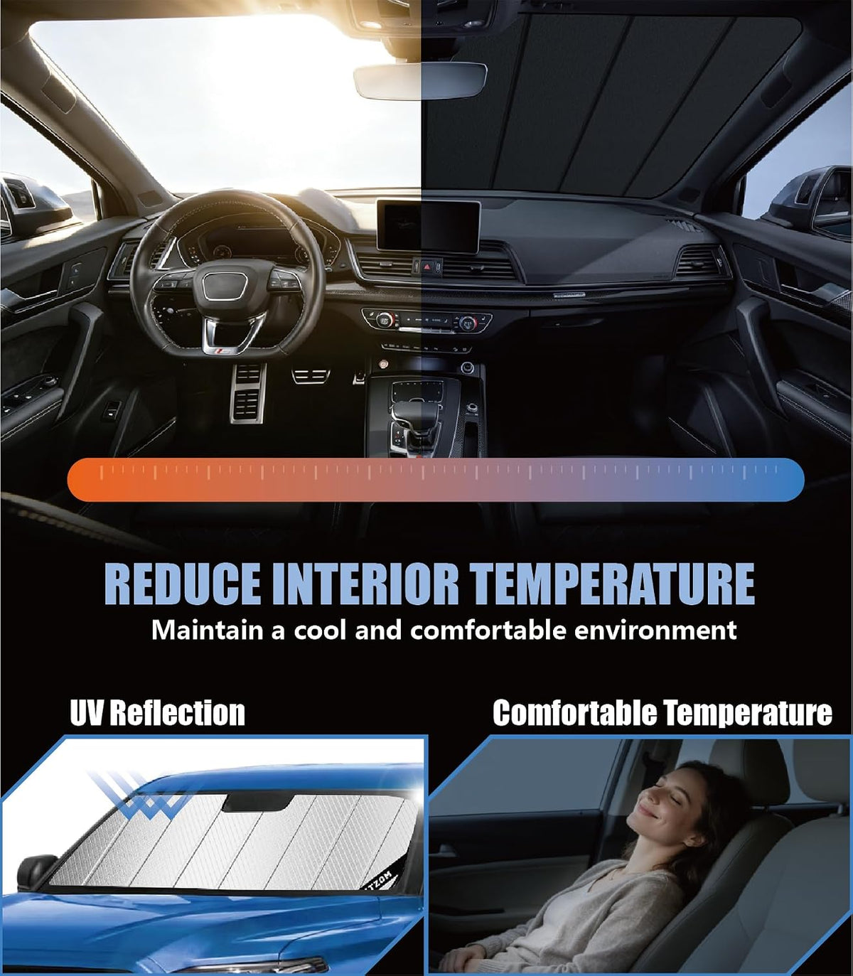 Windshield Sun Shade for Jeep Wrangler 2018-2026, Gladiator 2020-2026, Custom-fit Windshield Cover, Protect Dashboard, Foldable Car Window Shades – Wrangler & Gladiator Accessories