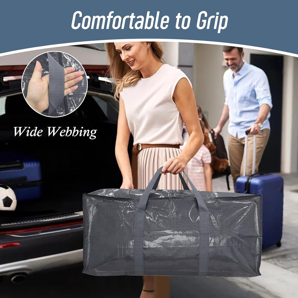 12 Pack Extra Heavy Duty Large Moving Bags with Strong Zipper, Gray