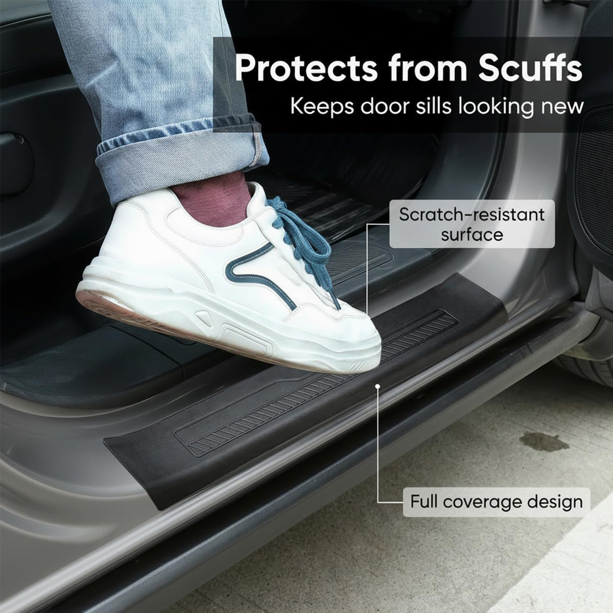 Door Sill Guards for Ford Bronco 4 Door Accessories 2021 2022 2023 2024 2025, Anti Scratch Anti-Slip Door Sill Protectors